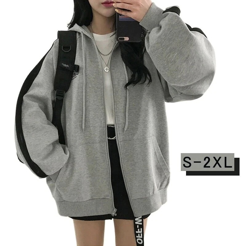 Qoo10] グレーパーカー韓国レディースバックブラッ : レディース服