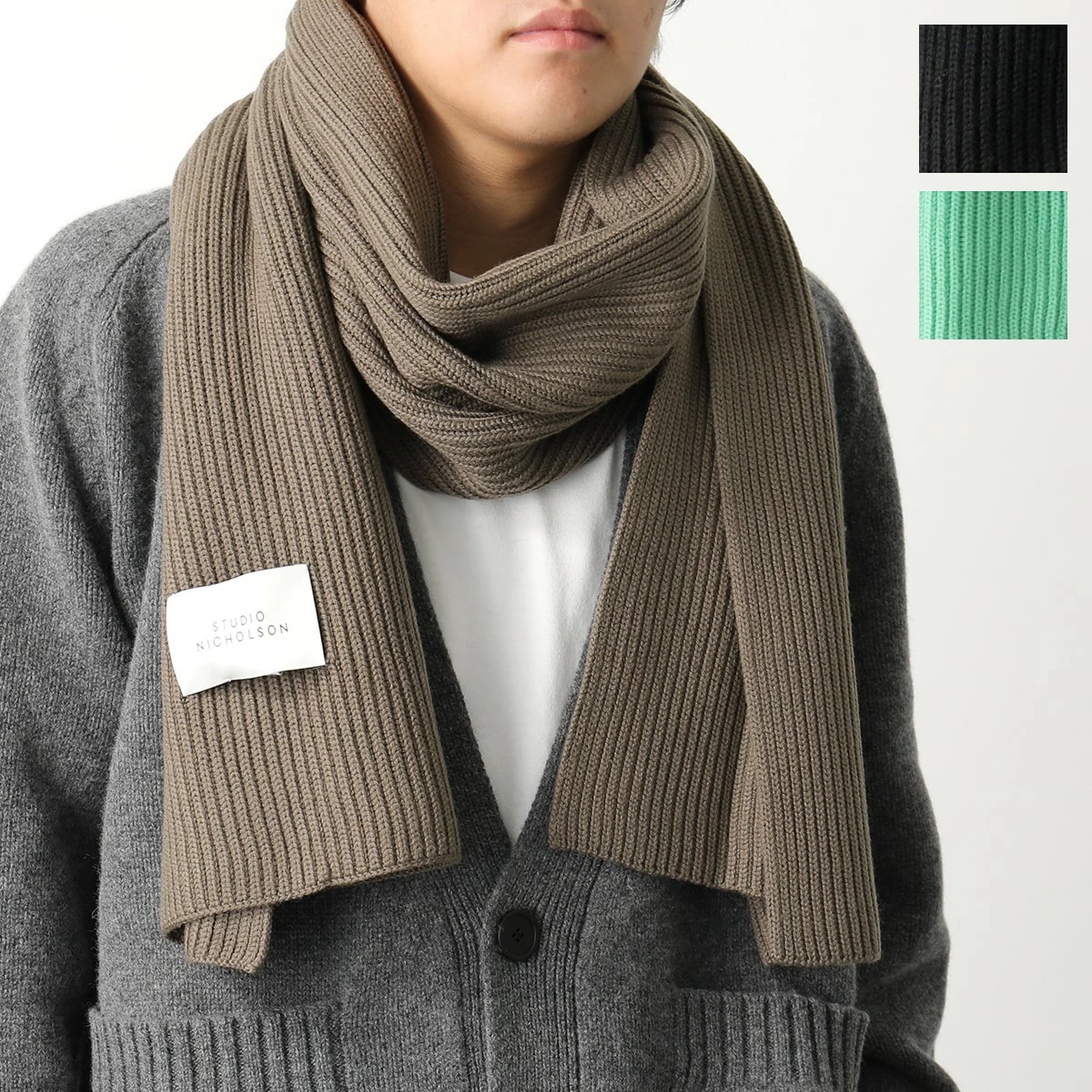 STUDIO NICHOLSON スタジオニコルソン マフラー RIGG SNM960 メンズ リブ ウール ストール カラー3色