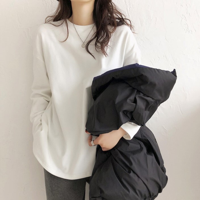 オーバーサイズ フリース トップス プルオーバー カットソー ミディアム丈 チュニック丈 長袖 ドロップショルダー 襟なし クルーネック シンプル カジュアル おしゃれ お洒落 大人 かっこいい