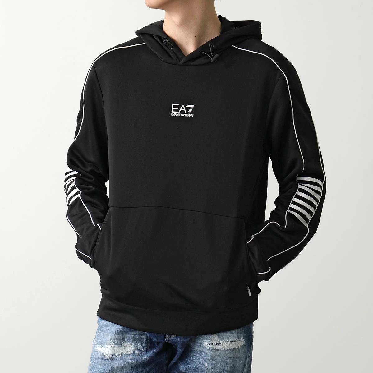 EA7 EMPORIO ARMANI エアセッテ エンポリオアルマーニ パーカー 6DPM06 PJ16Z メンズ プルオーバー ロゴ 長袖 1200/BLACK