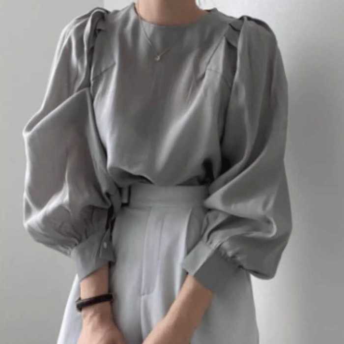 きれいめレディースファッション トップス S M L XL ぽわんそでブラウス 6,130円