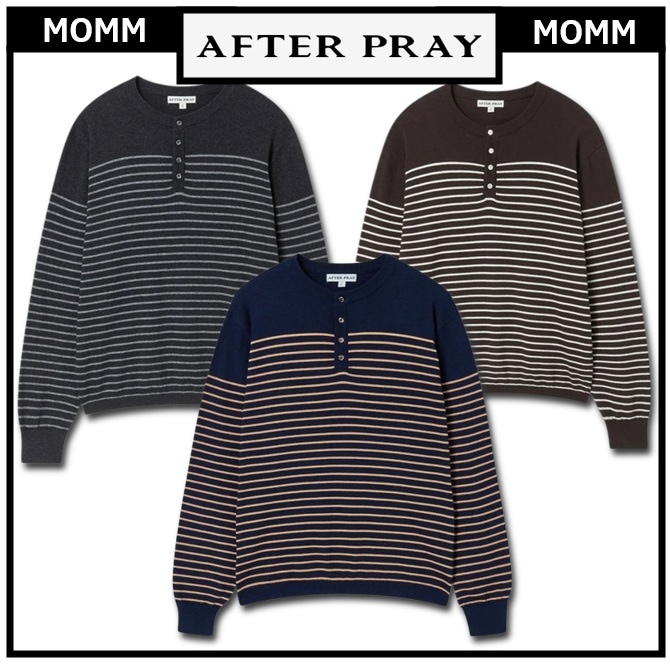 【 BTS V 着用! AFTER PRAY 】 Stripe plus henry neck (3 COLOR)