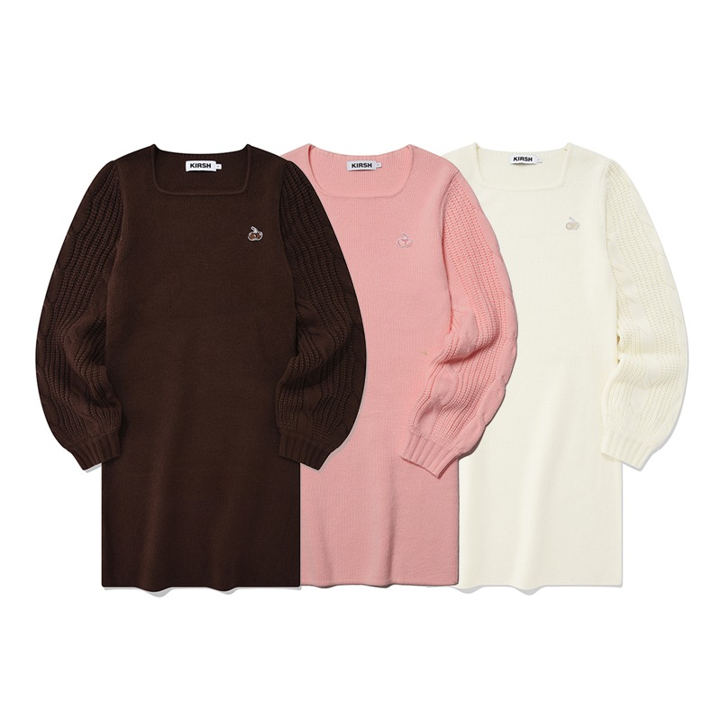 [IVE ウォニョン 着用] SMALL CHERRY KNIT DRESS 韓国 アイドル レディース セーター ワンピース 秋 冬ニットワンピ