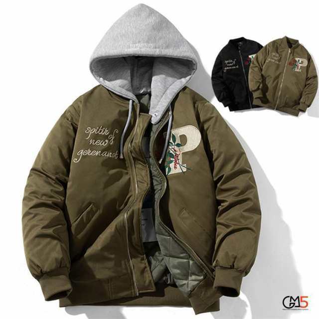 【2025新作SALE】スタジャン メンズ ma1 (ジャケット) キルティングジャケット 中綿ジャケット 刺繍 花柄 ブルゾン スカジャン 秋服 ジップアップ パーカー