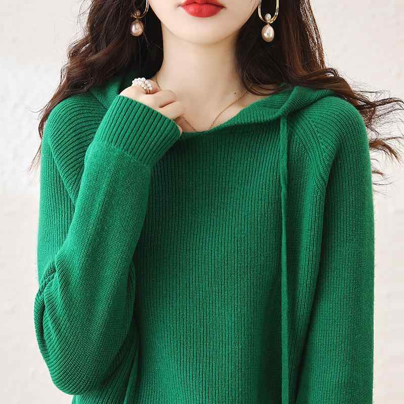 ファッション 服 オシャレ カワイイ シンプル 大カワイイ サイズ 婦服 秋 フード付き セーター トップス ニットウェットシャツ ウール