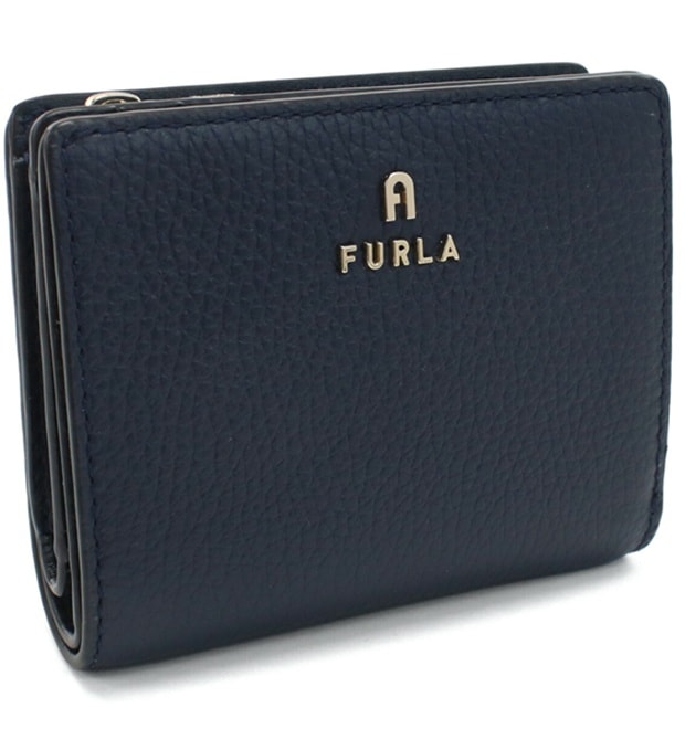 FURLA WP00307-HSF000-2676S CAMELIA フルラ カメリア 二折財布ファスナー小銭入付 カーフレザー ダークネイビー