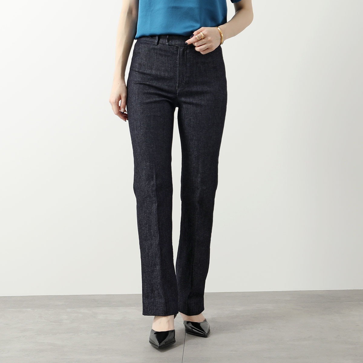 S MAX MARA エス マックスマーラ ジーンズ ALAN アラン レディース デニムパンツ フレア ハイウエスト アンクル丈 ストレッチ コットンブレンド 001