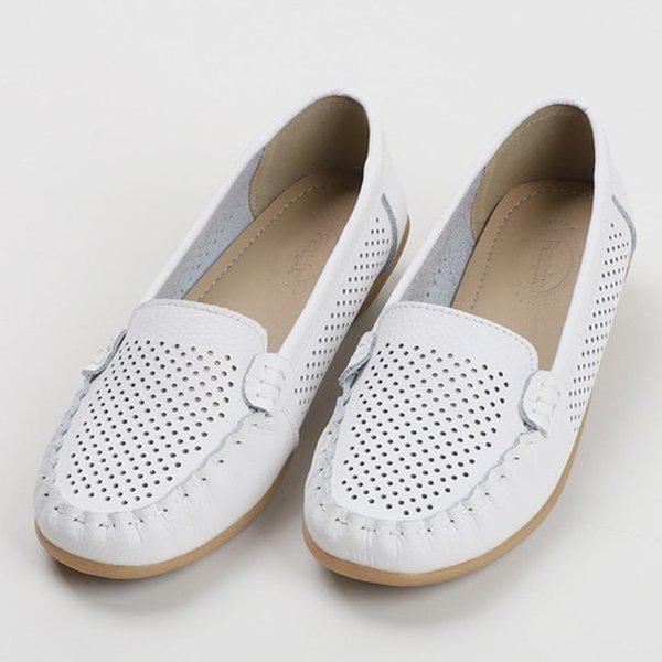 [シューズ] 牛革 女性 レディース ウェッジヒール ローファー フラットシューズ パンプス 3.5cm/2カラー sjperu-1001-1