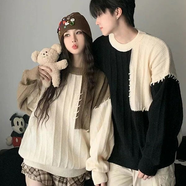 セーター ペアルック メンズ レディース 男女兼用 Merry Christmas お祝い プレゼント クリスマス セーター ニット 黒 ベージュ 秋冬 カップル 恋人 親友 友達 姉妹 韓国 おしゃ