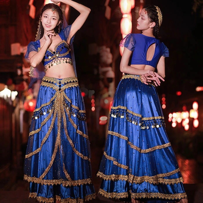 ハロウィン コスプレ衣装 ダンス衣装 ベリーダンス 衣装 セット アラビアン衣装 全身セット コスプレ アラジン コスチューム ステージ ハロウィン 仮装 余興 イベント 衣装 ゴールド アイスブルー