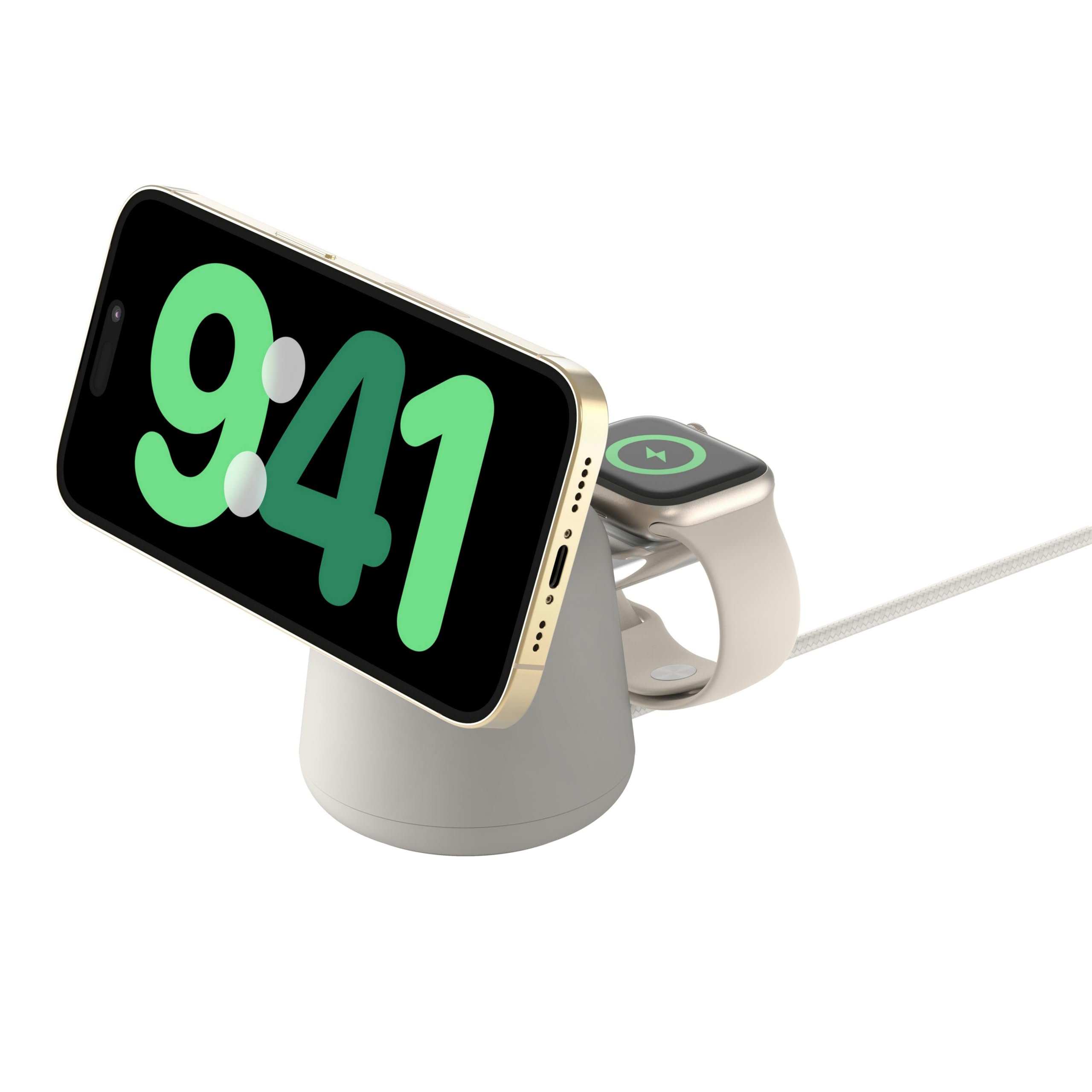 Belkin 2 in 1 MagSafe充電器 最大15W高速充電 ワイヤレス充電器 MagSafe公式認証 iPhone17,16～12 Applewatch対応 9/8/7/Ultra 高速充電