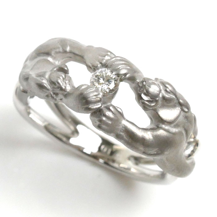 Carrera y Carrera カレライカレラ K18WG ホワイトゴールド パンサーモチーフ リング指輪 ダイヤモンド0.108ct 12号 6.9g レディース 中古 美品