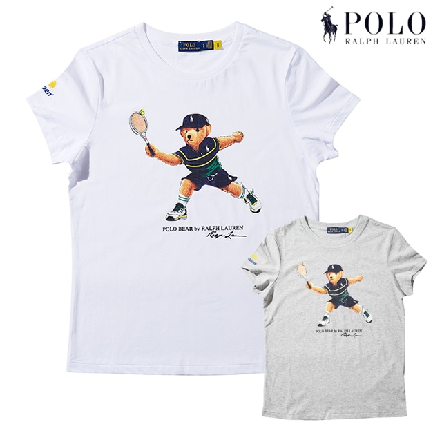 本物保証 ラルフ レディース コットン ポロベアー & 限定プリント 半袖 Tシャツ 2 カラー（ヘザーグレー / ホワイト） RL7359 （ポロベアー& 限定プリント）