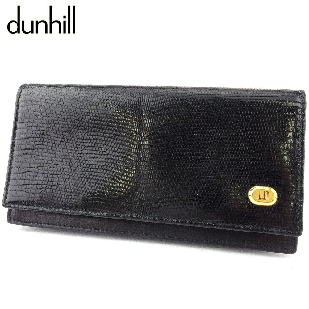 長札入れ 札入れ リザード調 メンズ ブラック ゴールド 中古