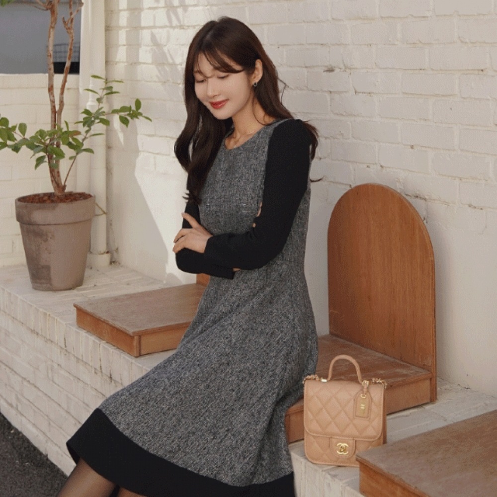 クリック＆ファニーリネンカラーフレアワンピース [SMLサイズ]