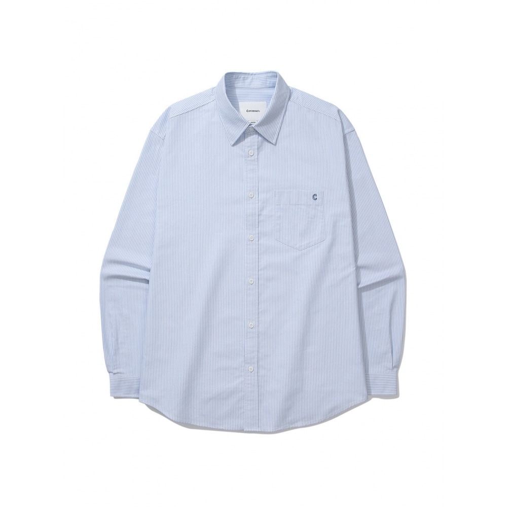COVERNAT オックスフォードストライプシャツブルー