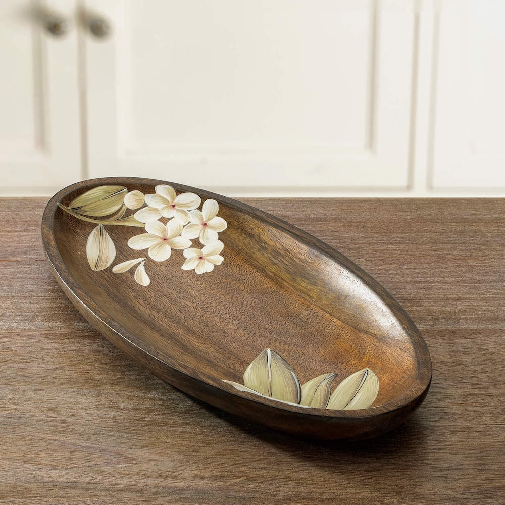 フランジパニ オーバルプラッター（小） / Frangipani Oval Wooden Platter(Small) (送料無料 Free Shipping)