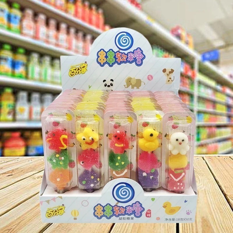 フルーツジュースキャンディーとロリポップが入ったかわいい漫画の動物串焼き箱入りバルク子供用スナック お菓子 大人 子供 誕生日プレゼント