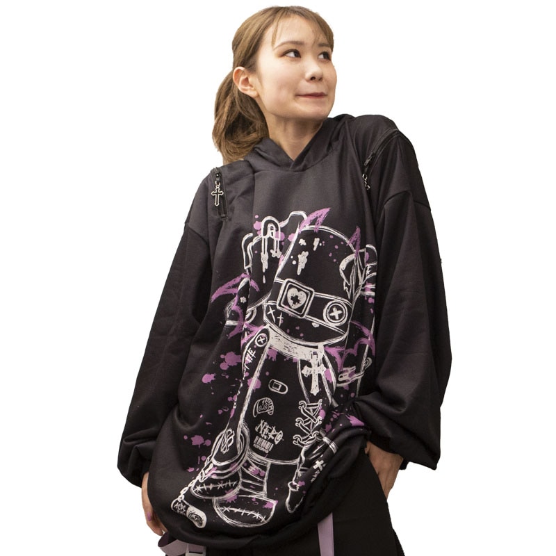 ACDC RAG BLOODネロ パーカー 原宿系 サブカル バニー パンク ロック サイバー 大きいサイズ ユニセックス