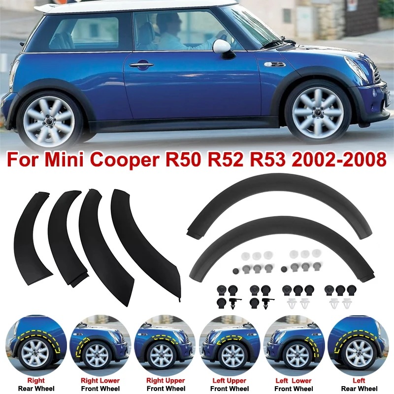 BMWミニクーパー R50 R52 R53 用 フロント/リア ホイールアーチトリム フェンダーカバー 泥除け 外装パーツ (2002-2008年モデル) 輸入品