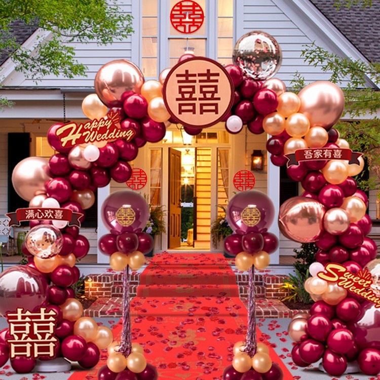 バルーンアーチウェディングブラケット装飾ウェディングシーンアレンジメントドアバルーンアウトドアロードイニシアチブインターネットセレブリティウェディングルーラ