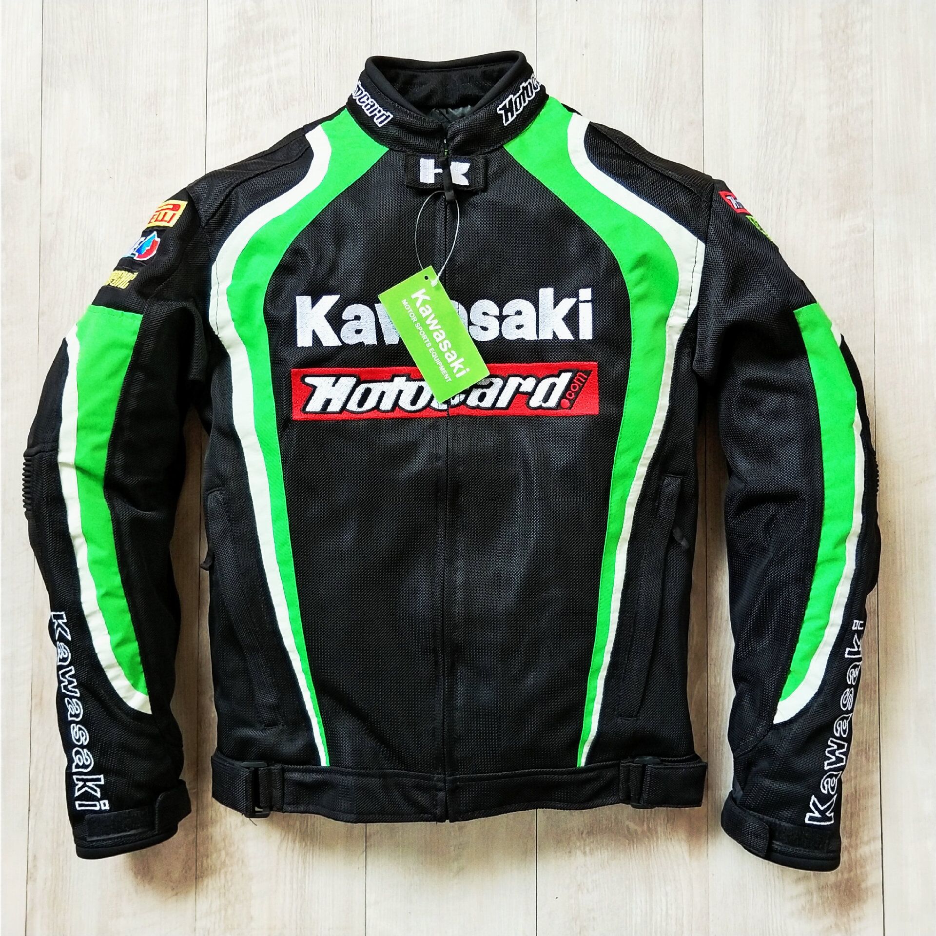 バイクウエア ライダース ジャケット KAWASAKI メッシュ ジャケット　防風　通気春夏用　かっこいい カワサキ