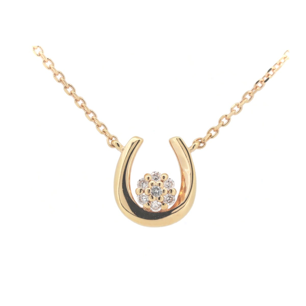 ダイヤモンド ネックレス 馬蹄モチーフ K18PG(18金 ピンクゴールド) 質屋出品