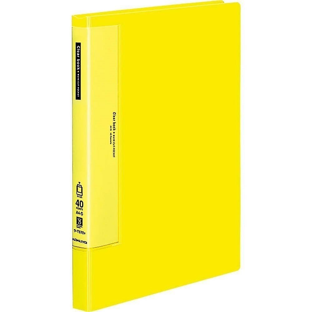 （まとめ買い）クリヤーブック ウェーブカット 固定式 A4縦 40ポケット 黄 ラ-T570Y [x3]