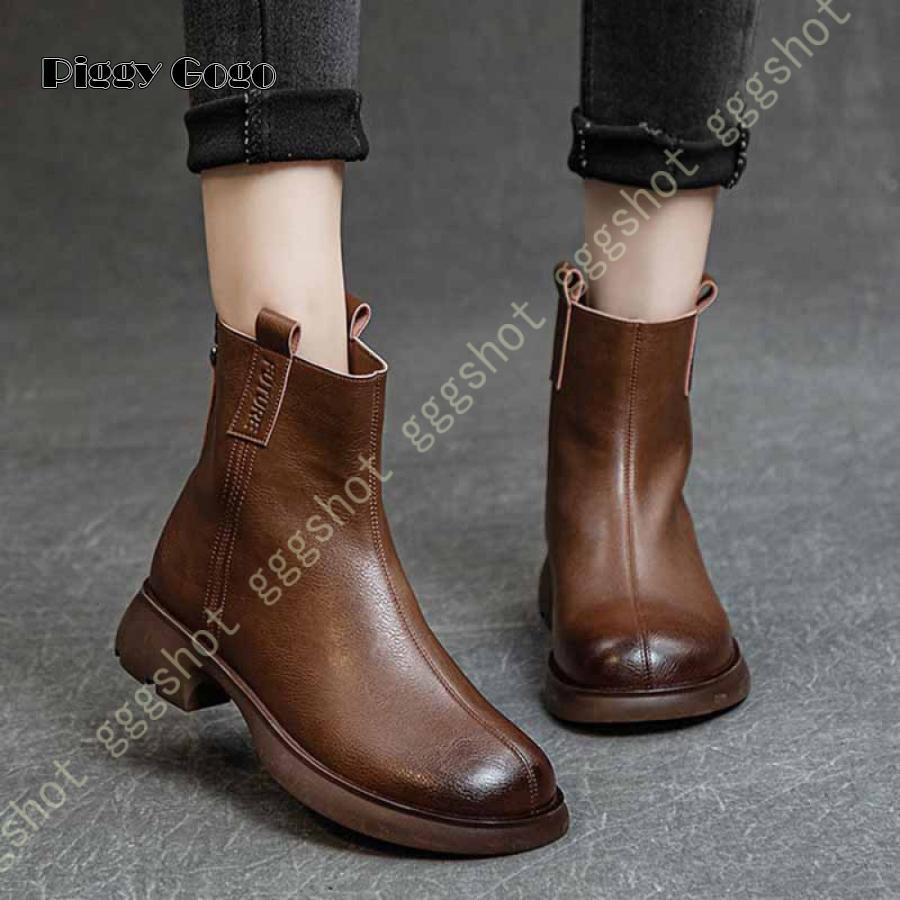 新年セール レディースショートブーツ ショートブーツ 本革 柔らかい 秋冬靴 厚底 美脚 カジュアル 大きいサイズ プラットヒール レディース 歩きやすい アンクルブーツレディースショートブーツ シ
