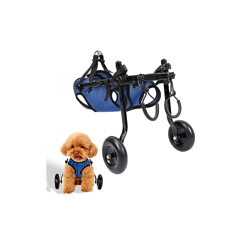 BECEMURU 犬用車椅子 歩行器 歩行補助 軽量 犬介護 補助輪 犬用カート サイズ調整可能 ２輪犬用カーと 犬リハビリ用具 犬ヘルスケア (ブルー(M))