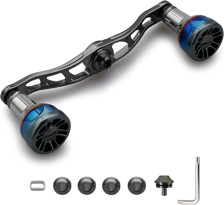 V2.0 105/115mm ベイト リール ハンドル 航空アルミ製 シマノ ダイワ アブガルシア 通用 Engn series 1077(ダークグレー, V2.0 - 105mm)