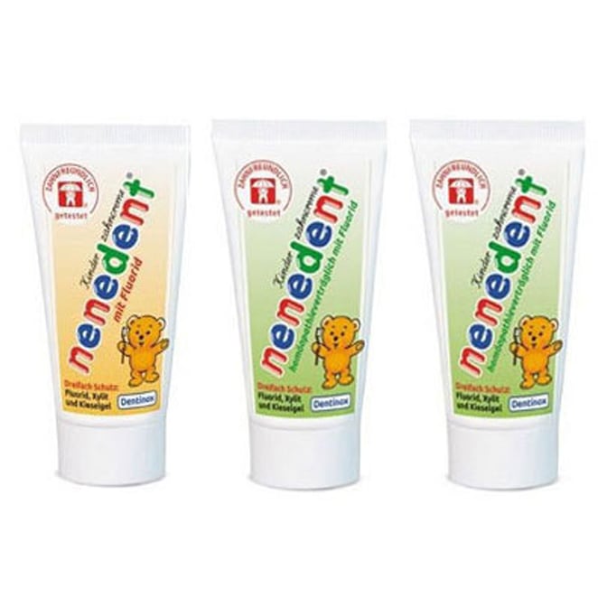 ネネデント子供フッ素歯磨き粉メントールフリーイチゴ香50ml +りんご香50ml x 2p / BEST商品