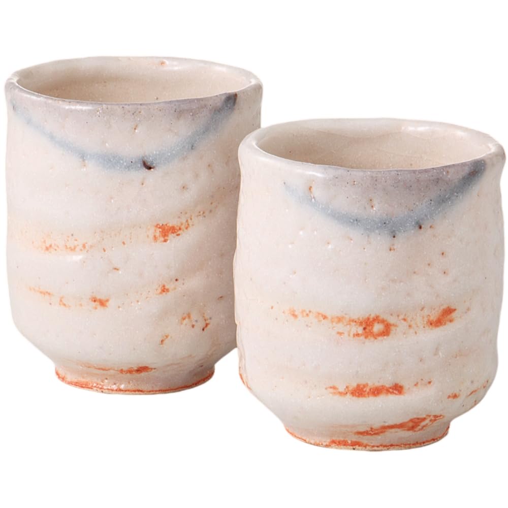 エールネット(Ale-net) 湯呑 ペア湯呑 φ6.5×H8.5cm 荘山窯 志野流線 組湯呑 陶器 美濃焼 日本製