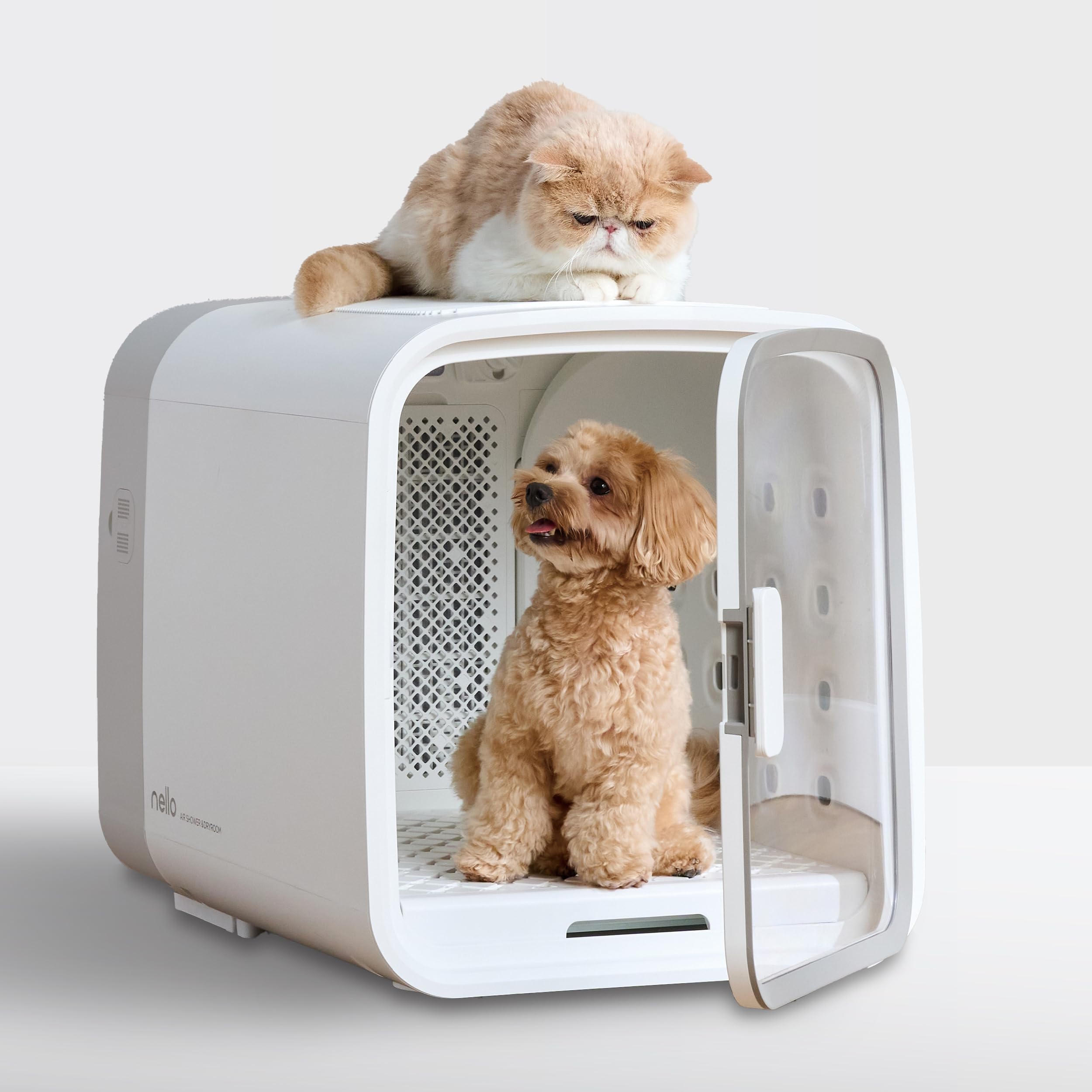 【2024モデル】nelloペットドライルーム＋Deo ペット 犬 猫 エアシャワー ペットドライヤー ドライヤーハウス 大容量 快適 静音 乾燥機 ボックス 多頭用 過熱保護 風力/温度調節 花粉その他