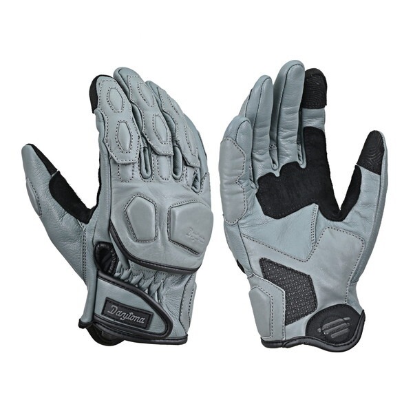 D62963 バイク グローブ 冬夏秋春 革(ヤギ革＋牛革) ソフトプロテクター スマホ対応 操作性重視 握り心地 ライアードレザーグローブ DG-026 グレー XLサイズ