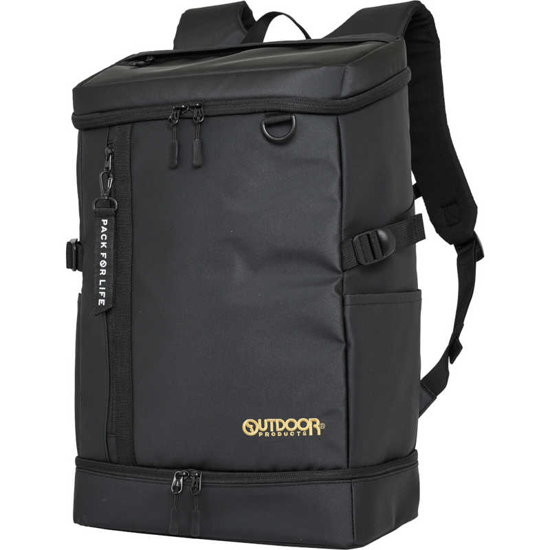 OUTDOOR　ボックスリュック スクールリュック 通学 通勤 大容量 35L 2層タイプ 15.6インチ PC対応 撥水 ゴールド/ブラック　OD-11194-GDBK
