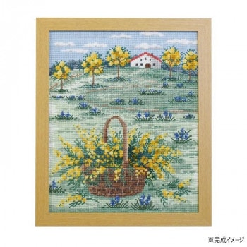 クロス・ステッチキット オノエ・メグミ ヨーロッパの風景～四季を巡る旅～ ミモザ色のフランス早春の丘 7576