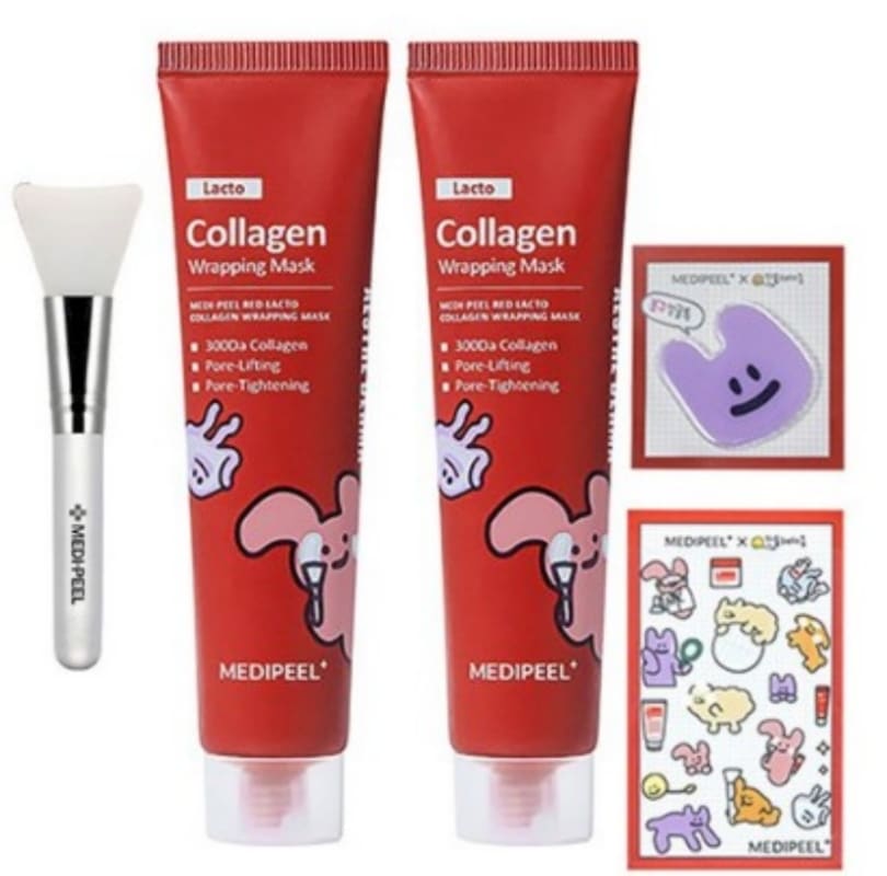 レッドラクトコラーゲンラッピングマスク企画セット70gx2p (+シリコンブラシ+心シール+グリップトックセット) # 韓国コスメ