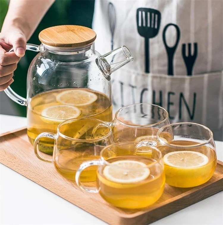 【1つ買うと1つ無料】早い者勝ち 冷却ケトル 竹製リッドポット ガラス 家庭用 フルーツフラワーティーポット スチール製リッドポット05