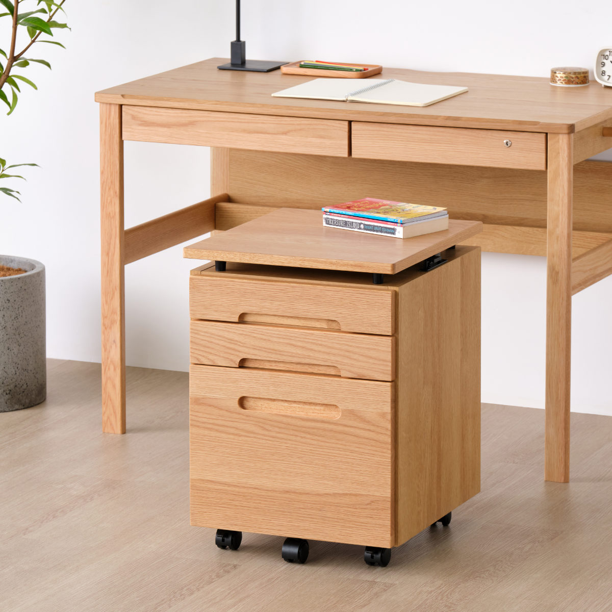 デスクワゴン 幅41cm 昇降式 シンプル 木製 サイドワゴン 学習机 ワゴン キャスター付き おしゃれ 北欧風 キッズ ナチュラル 昇降機能