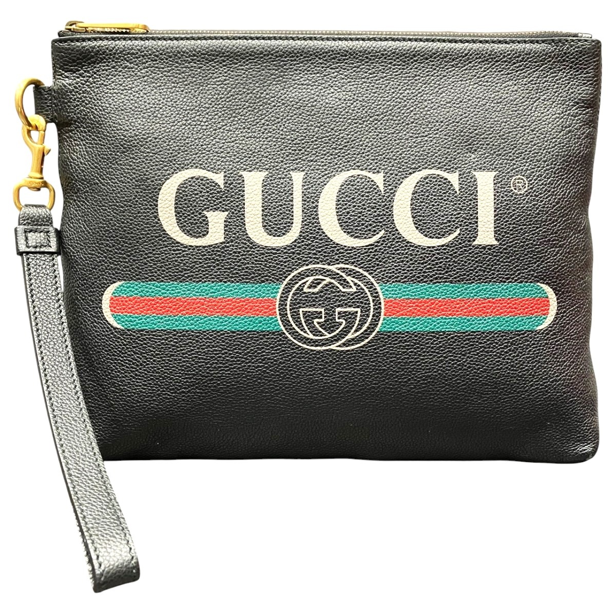 グッチ クラッチバッグ ロゴプリント レザー 572770 メンズ 中古