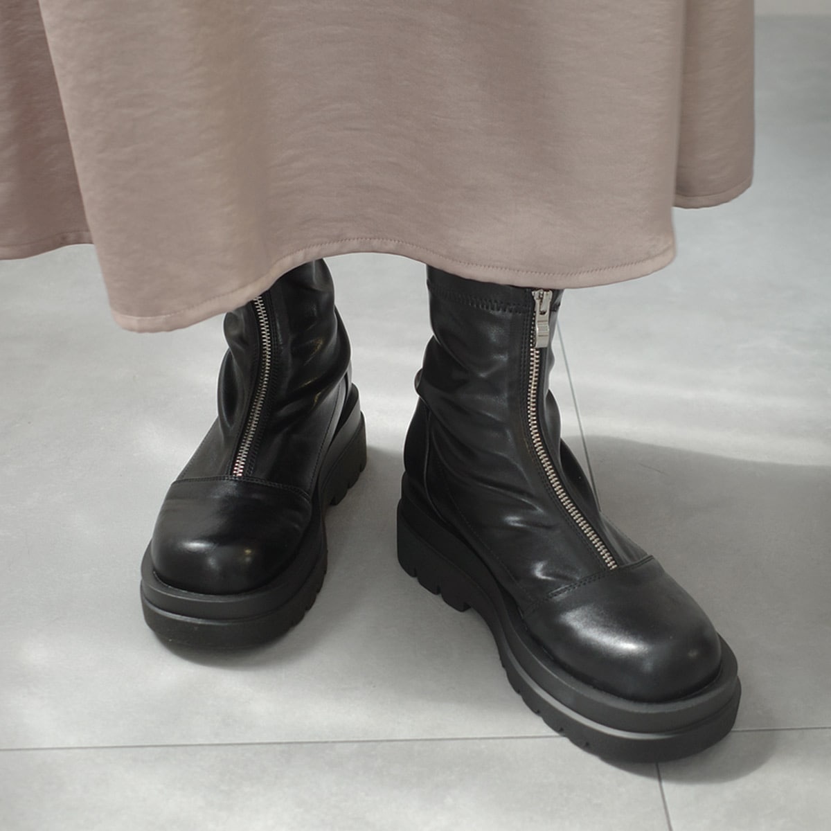 フロントジップブーツ レディース