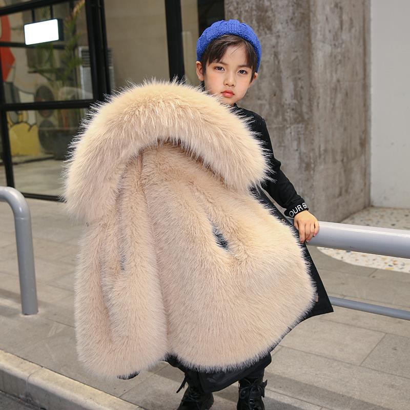 子供用パーカー 24 服男の子と女の子取り外し可能なファージャケットベビーベルベット厚みのある綿の服
