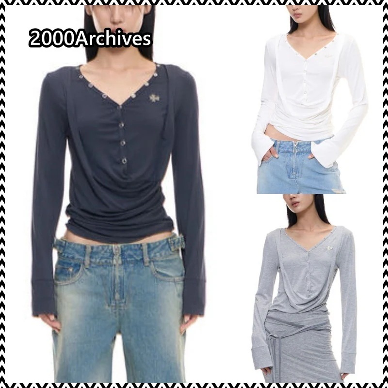 2000Archives DRAPED HENLEY TOP