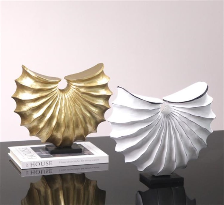 INSスタイル 玄関向け抽象貝殻アート 樹脂置物 半円形デザイン