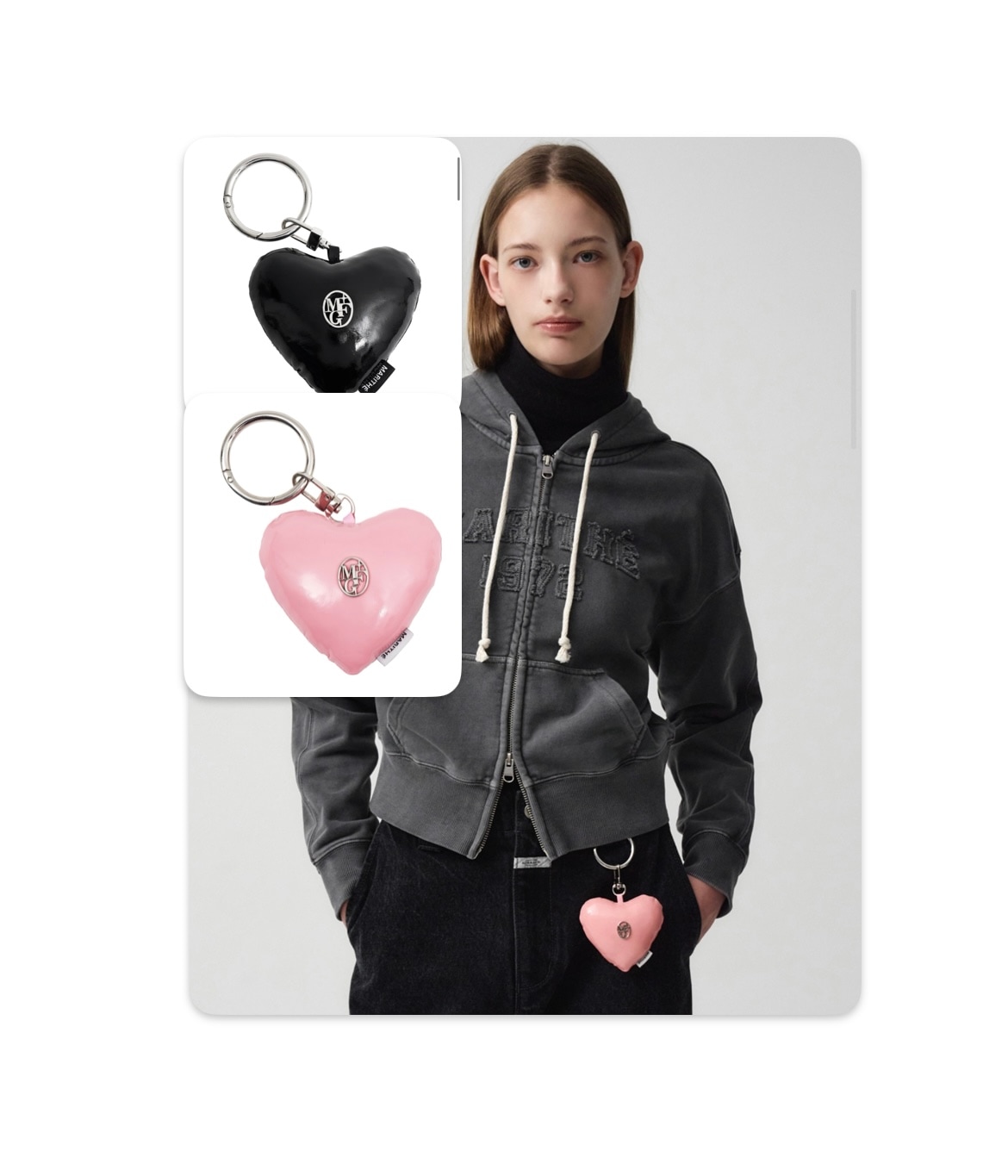 CIRCLE LOGO PADDING HEART KEYRING