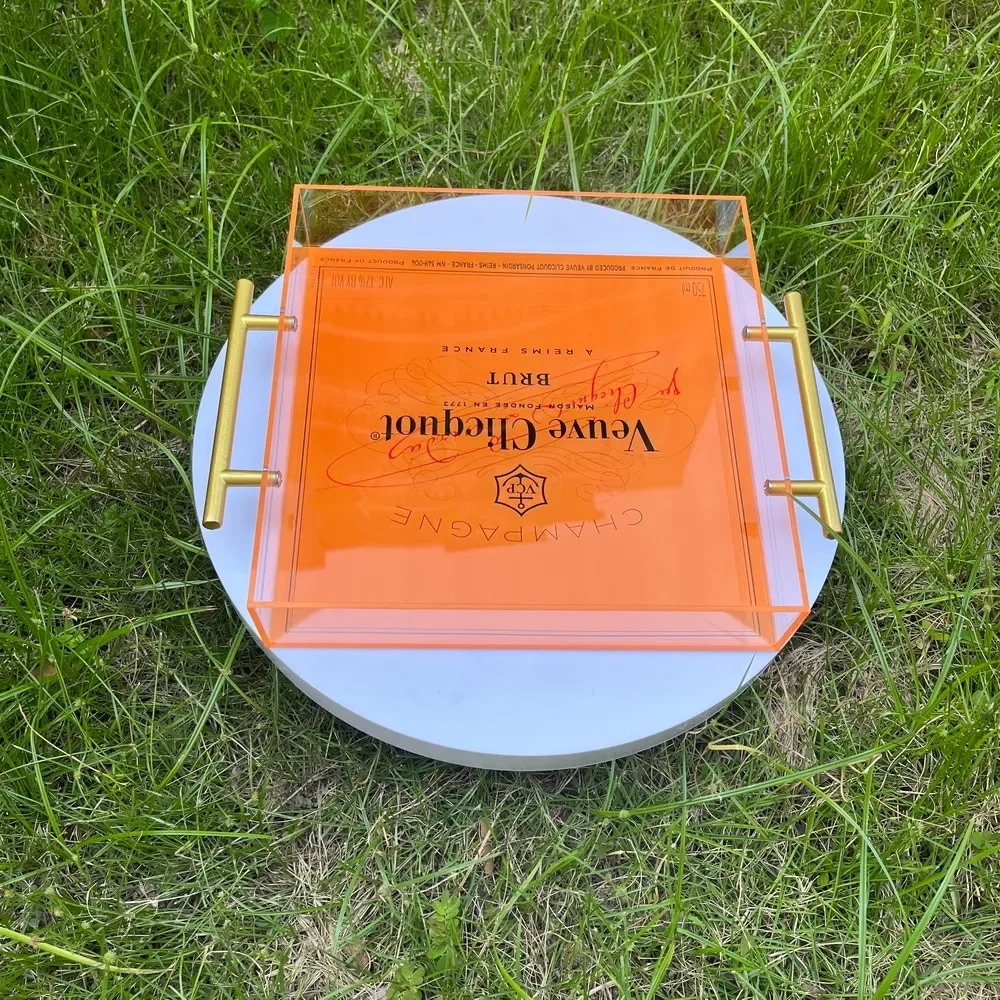 オレンジ色のシャンパンサービストレイ,ゴールドトレイ,新しいブランド,装飾,素晴らしい