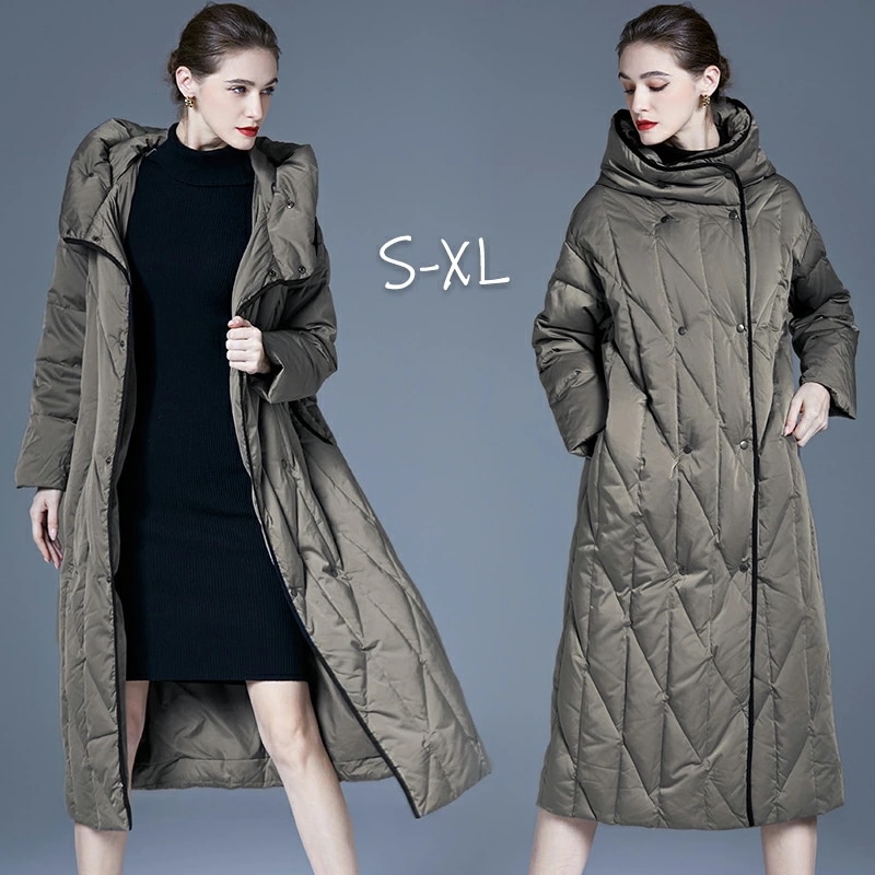 ダウンコート ダウン90% ロングコート フード付き ロング コート レディース 冬 ダウンジャケット 体型カバー 中綿コート アウター 前開き 暖かい 防寒 通勤 カジュアル 大きいサイズ きれいめ