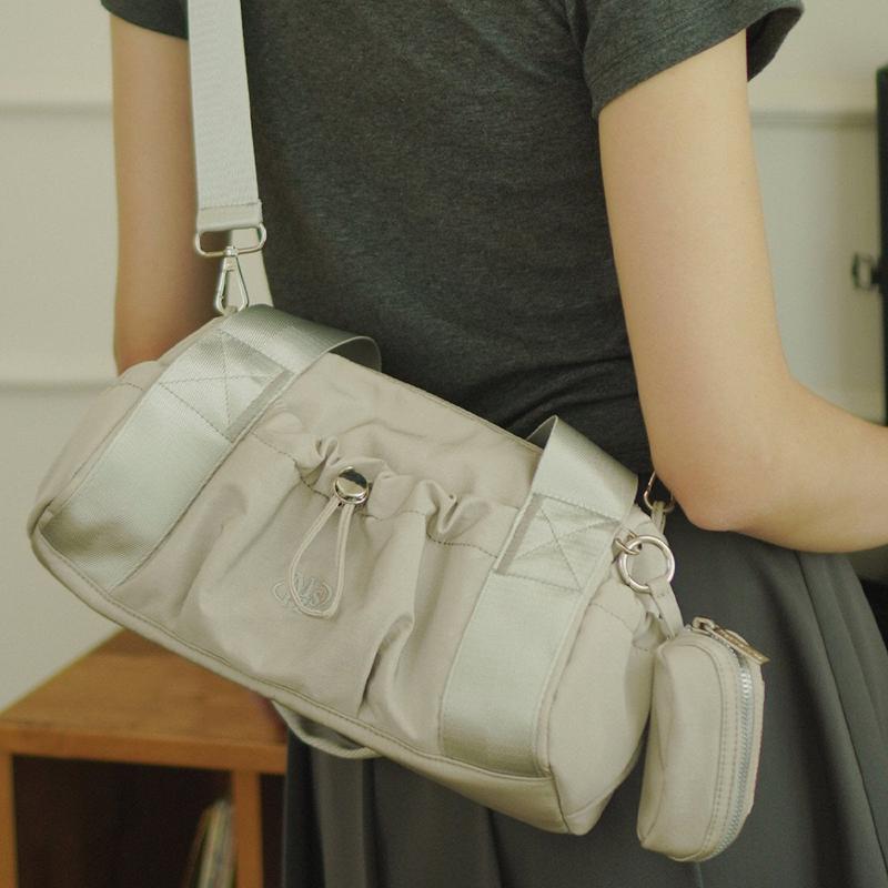 [ポーチセット] mini ver. glossy tote cross bag _ライトグレー