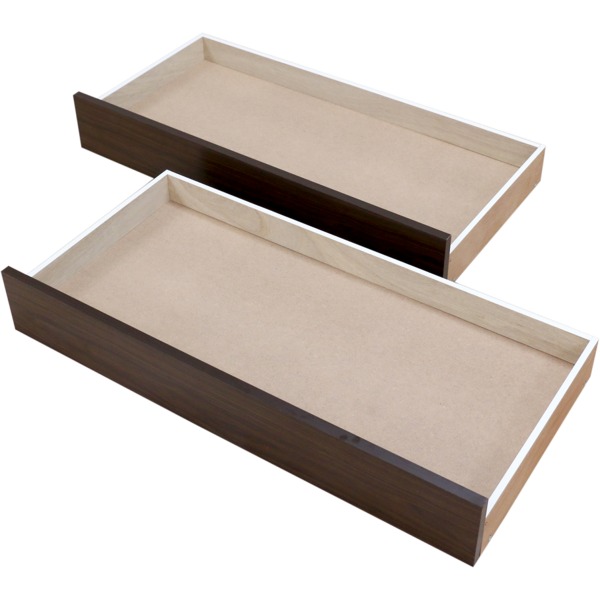 薄型 畳付き ヘッドレス 畳ベッド桔梗 オープン/ロー 専用 引出し 2個set 約幅96cm シングル ダークブラウン 組立式 ベッドルーム 寝室